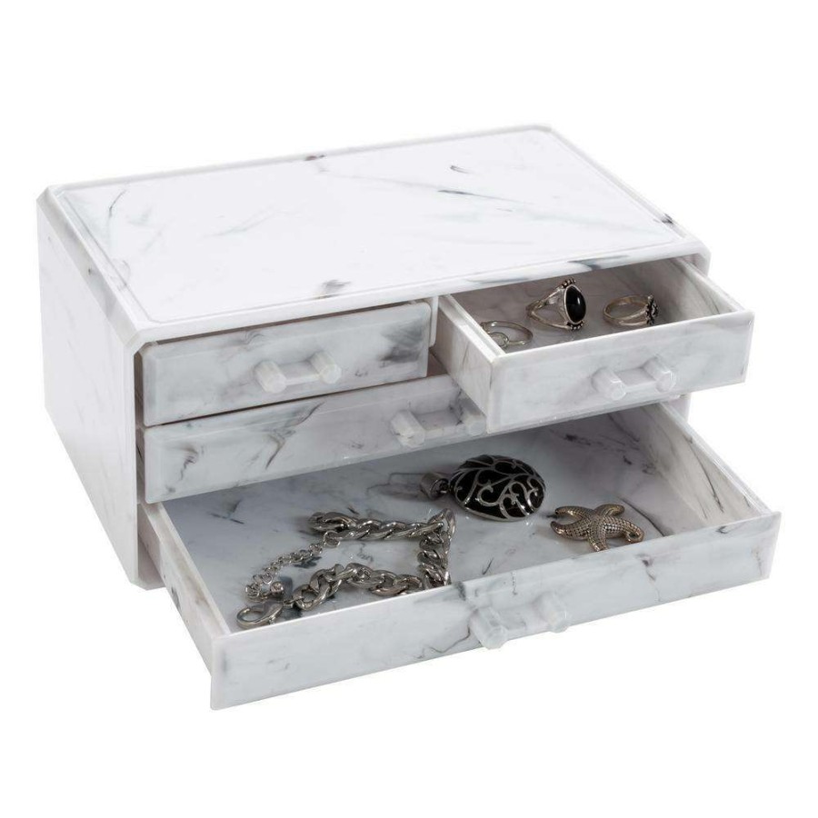 Bathroom Organizers * | Simplify 3-Tier Cosmetic And Jewelry Chest In Marble