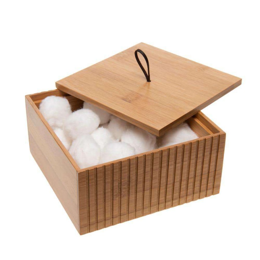 Bathroom Organizers * | Bath Bliss Large Square Bamboo Storage Jar