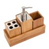 Bathroom Decor * | Honey-Can-Do 4-Piece Bathroom Set With Toothbrush Holder, Soap Dispenser, Cup, And Tray In Bamboo