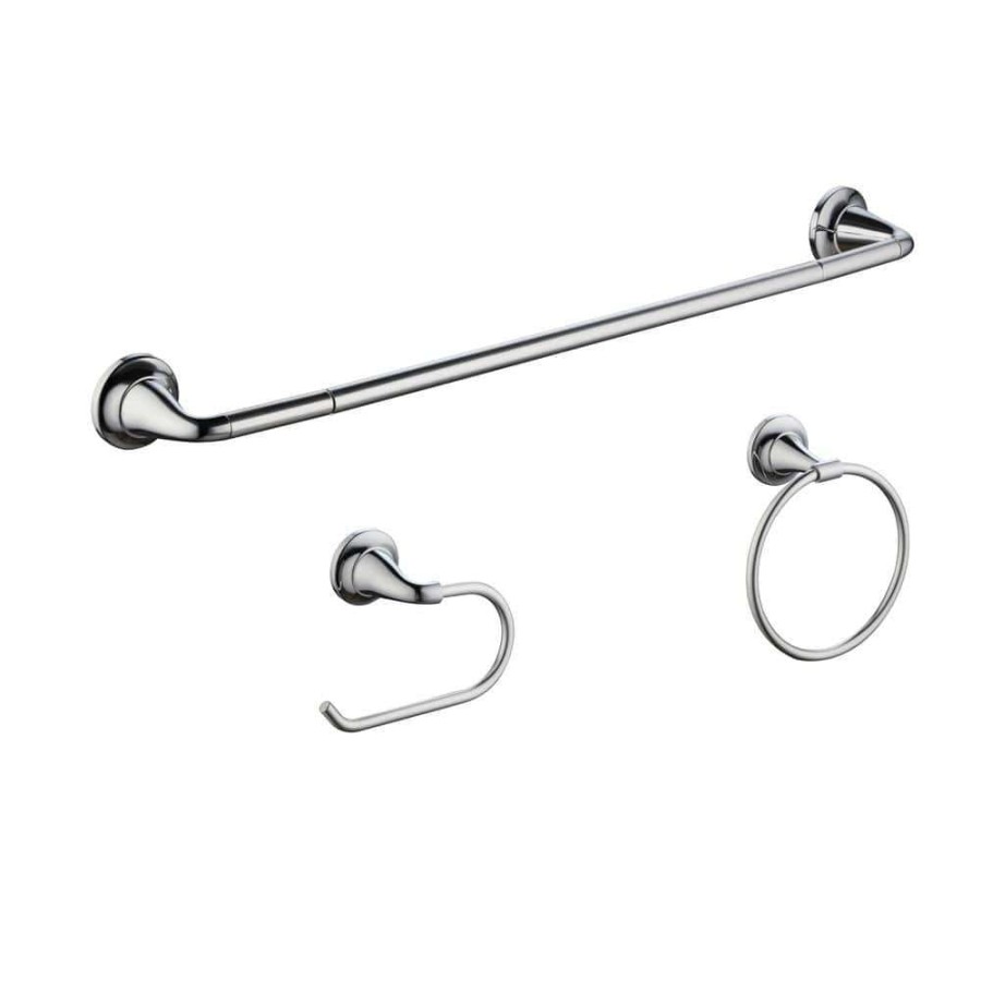 Bathroom Hardware * | Glacier Bay Constructor 3-Piece Bath Hardware Set With Expandable Towel Bar, Towel Ring, And Toilet Paper Holder In Chrome