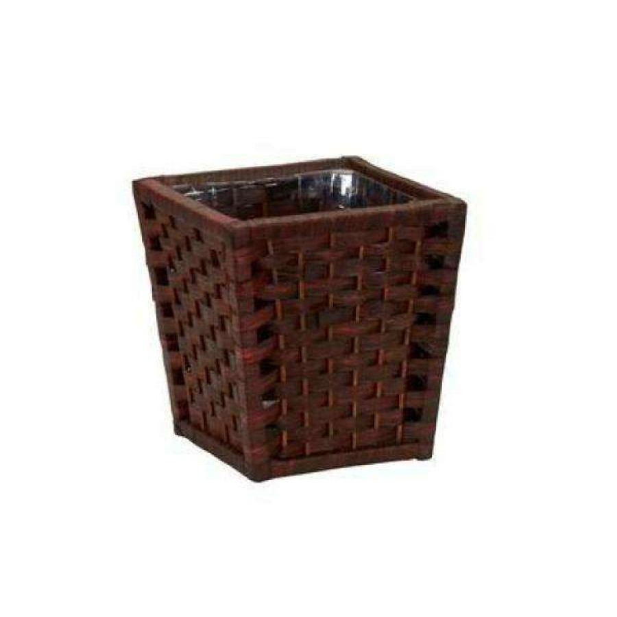 Bathroom Decor * | Household Essentials Paper Rope Indoor Waste Basket In Rich Brown Stained