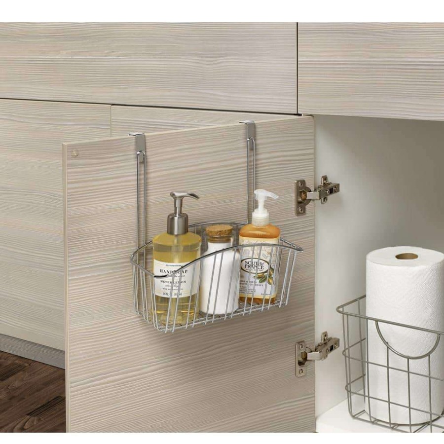 Bathroom Organizers * | Spectrum Contempo 10.5 In. W X 6.375 In. D X 14 In. H Over The Cabinet Medium Basket In Chrome