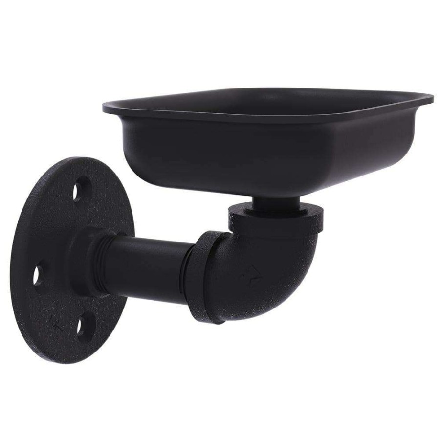 Bathroom Decor * | Allied Brass Pipeline Collection Wall Mounted Soap Dish In Matte Black