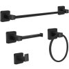 Bathroom Hardware * | Acehoom 4-Piece Bath Hardware Set With 17 In. Towel Bar Towel Ring Toilet Paper Holder And Towel Hook In Matte Black