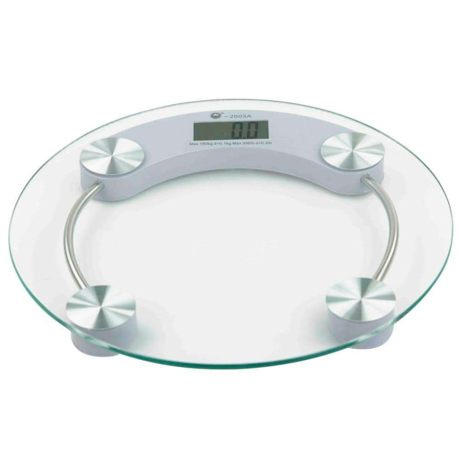 Bathroom Scales * | Home Basics Glass Bathroom Round Digital Scale In Chrome