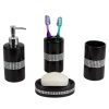 Bathroom Decor * | Unbranded 4-Piece Luxury Bath Accessory Set With Stunning Sequin Accents In Black