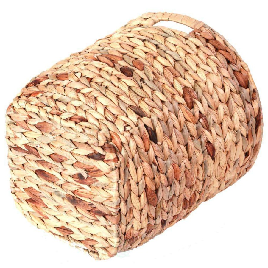 Bathroom Decor * | Vintiquewise Water Hyacinth Large Round Wicker Wastebasket With Cutout Handles