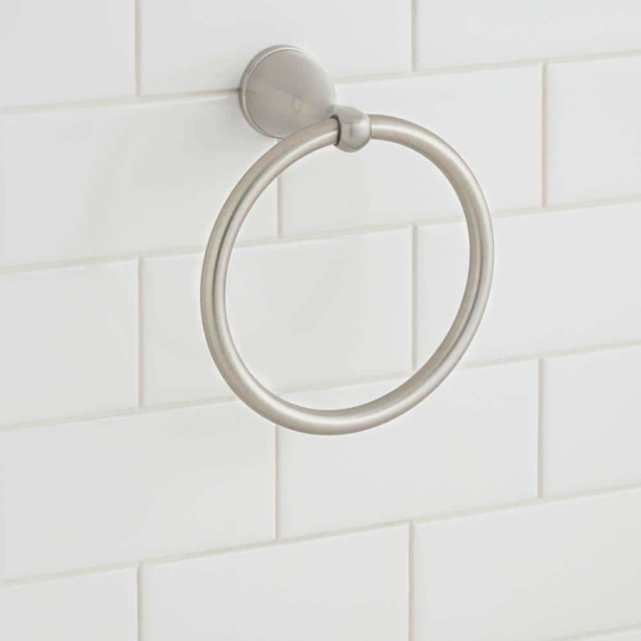 Bathroom Hardware * | Glacier Bay Builders Spot Free Towel Ring In Brushed Nickel