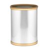 Bathroom Decor * | Kraftware Brushed Chrome And Brass Mylar Trash Can With 3/4 In. Brushed Brass Band And Gold Bumper