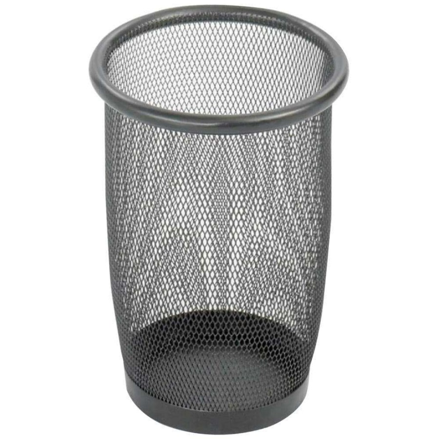 Bathroom Decor * | Safco 3 Qt. Black Round Mesh Trash Can