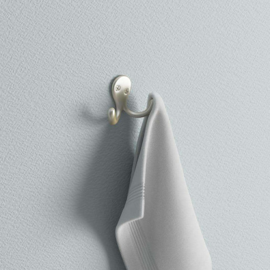 Hooks * | Everbilt Satin Nickel Double Robe Hook