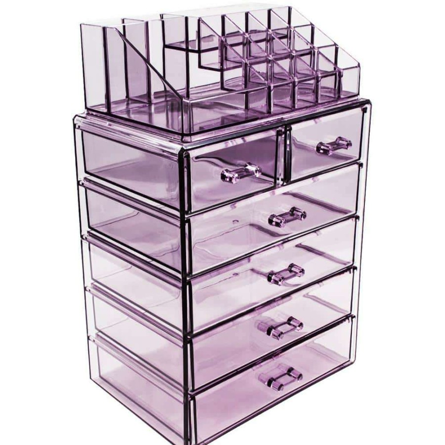 Bathroom Organizers * | Sorbus Freestanding 6-Drawer 6.25 In. X 14.25 In. 1-Cube Acrylic Cosmetic Organizer In Purple