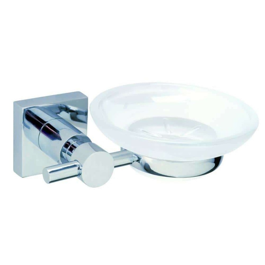 Bathroom Decor * | No Drilling Required Hukk Wall Mount Soap Dish Holder With Frosted Glass In Chrome