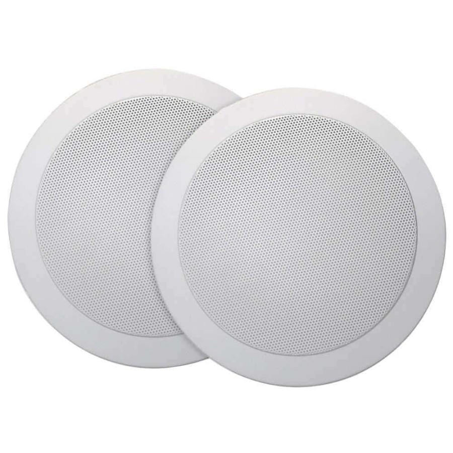 Bathtub Accessories * | Mr. Steam Music Therapy 60-Watt 2-Way Indoor/Outdoor Round Speaker System, White (2-Pack)