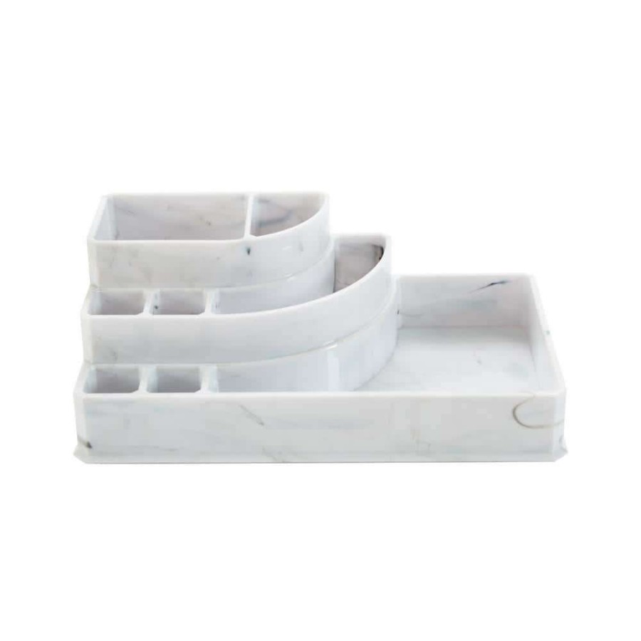 Bathroom Organizers * | Simplify 8-Section Cosmetic And Jewelry Holder In Marble