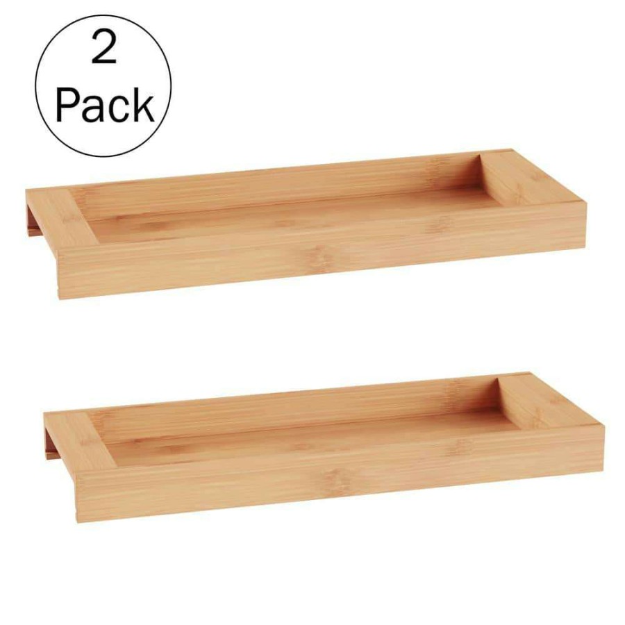 Bathroom Organizers * | Lavish Home Bamboo Bathroom Tray In Natural Brown 2-Pack