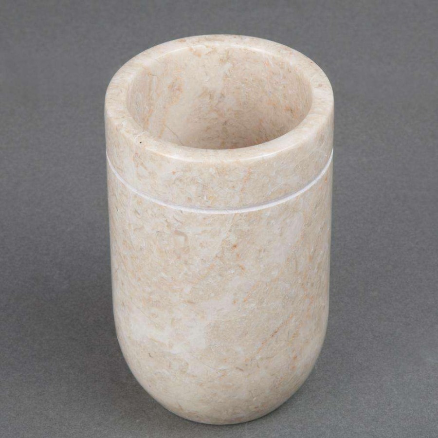 Bathroom Decor * | Creative Home Natural Champagne Marble Tumbler, Toothbrush Holder, Makeup Brush Organizer