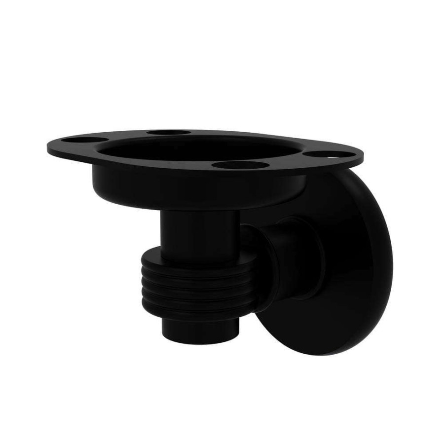 Bathroom Decor * | Allied Brass Continental Collection Tumbler And Toothbrush Holder With Groovy Accents In Matte Black