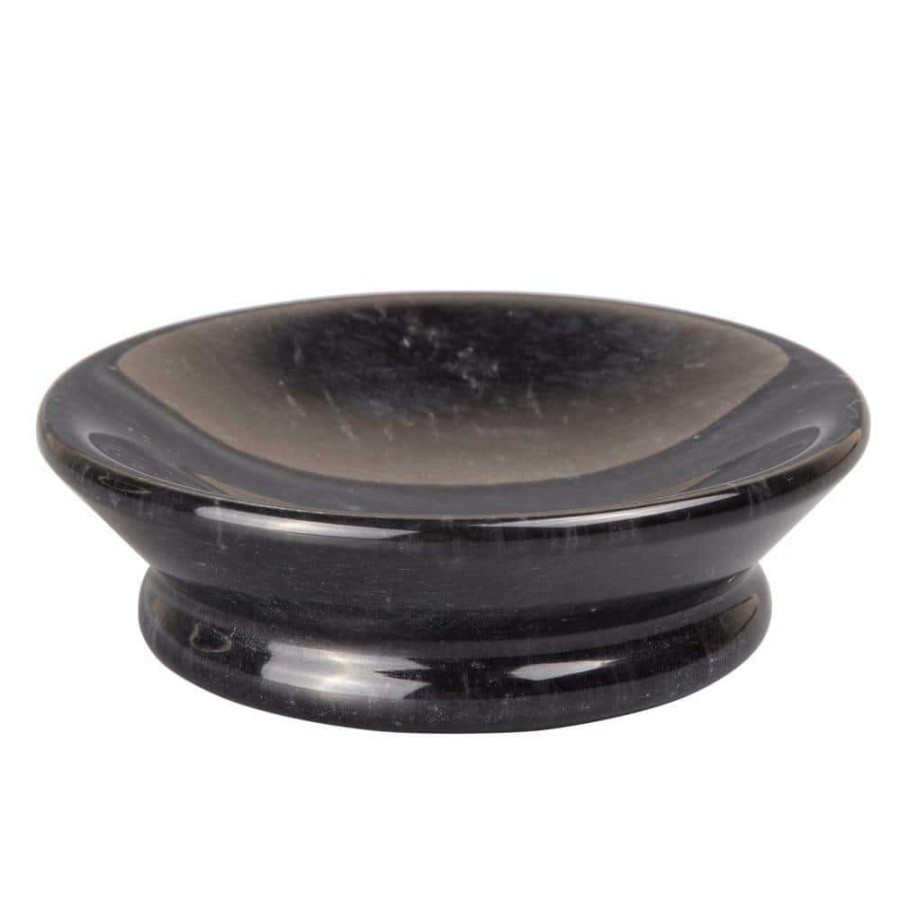 Bathroom Decor * | Creative Home Natural Black Marble 5.1 In. Diam. Round Soap Dish, Bar Soap Tray Holder For Bathroom Countertop, Kitchen Sink