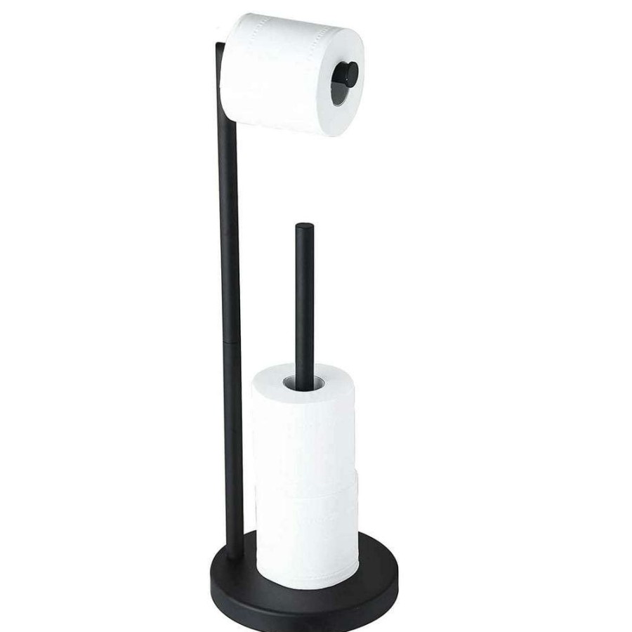 Bathroom Hardware * | Acehoom Bathroom Freestanding Toilet Paper Holder Stand With Reserver In Matte Black