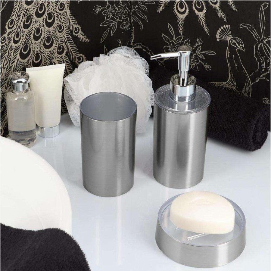 Bathroom Decor * | Unbranded 5-Pieces Bath Accessory Set With Soap Pump, Tumbler, Soap Dish, Waste Basket And Toilet Brush Holder In Brushed Aluminum