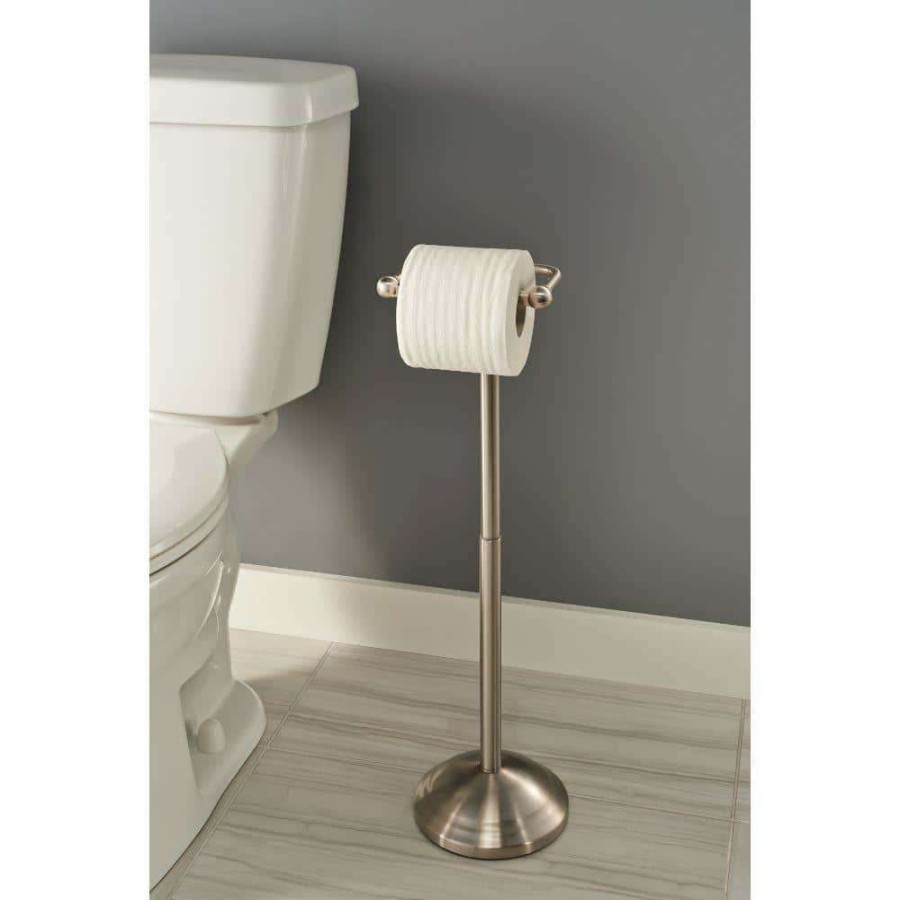 Bathroom Hardware * | Delta Greenwich Telescoping Pivoting Free-Standing Toilet Paper Holder In Spotshield Brushed Nickel