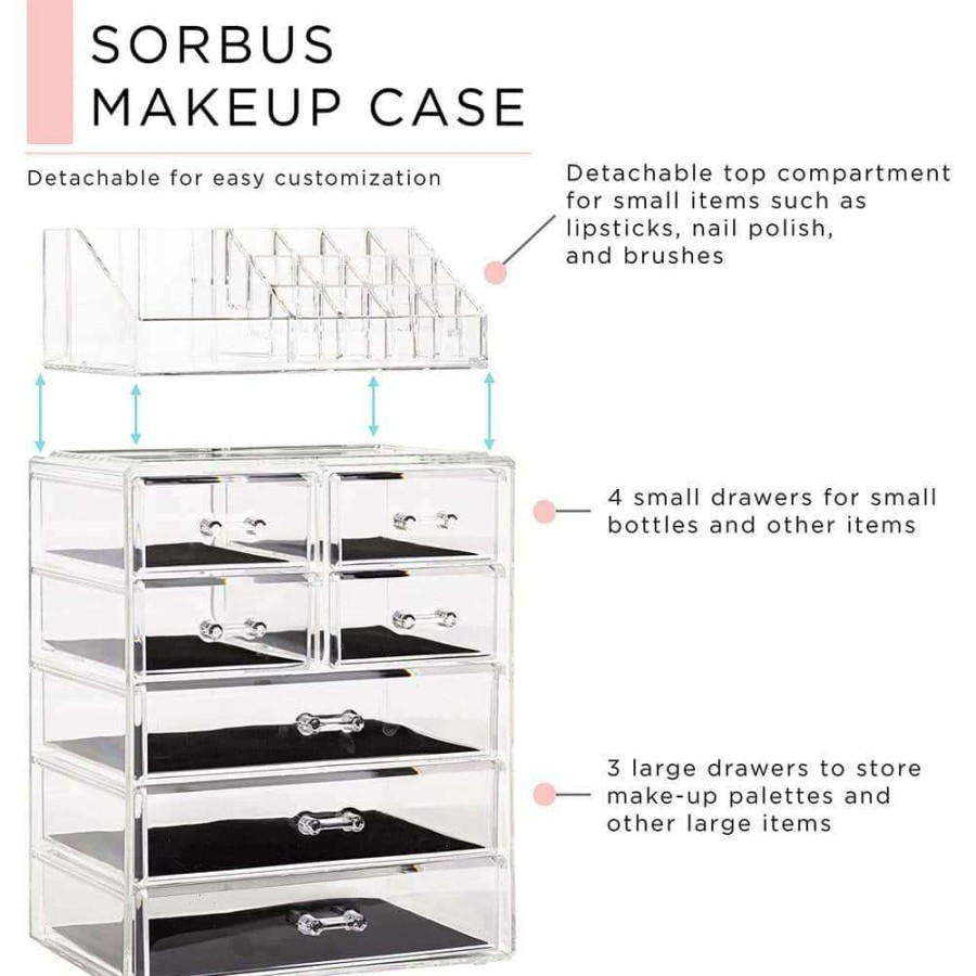 Bathroom Organizers * | Unbranded Sorbus 6.25 In. X 14.25 In. 1-Cube Cosmetic Organizer In Acrylic