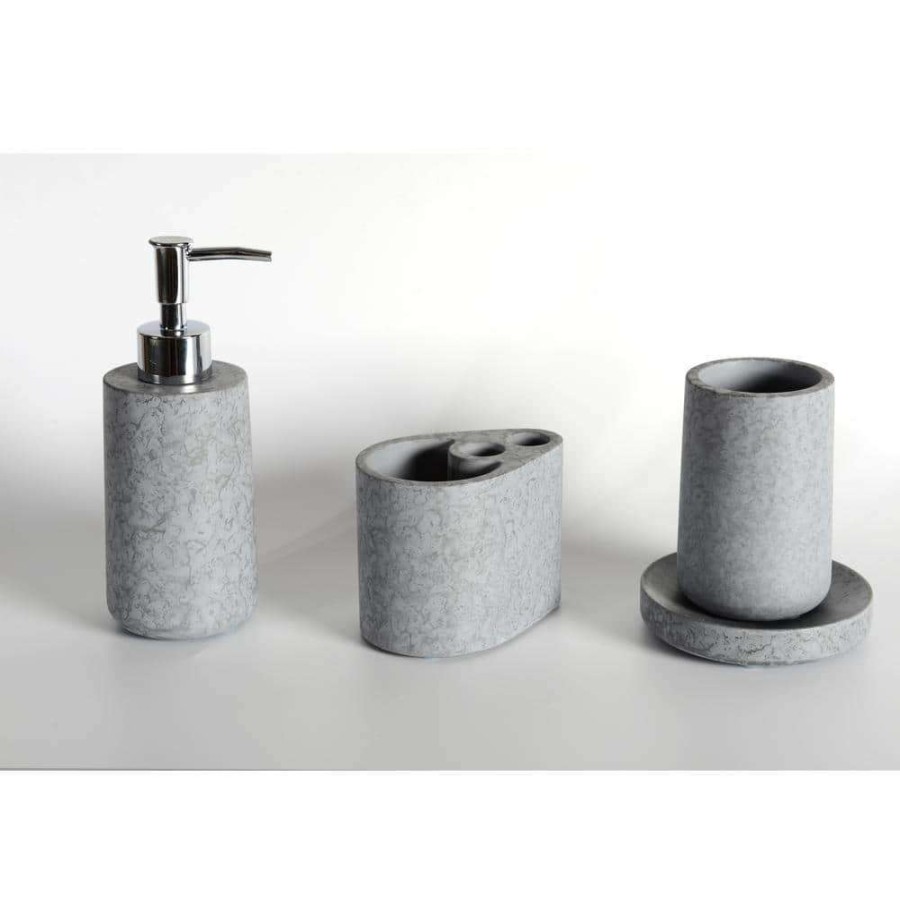 Bathroom Decor * | Unbranded 4-Piece Bath Accessory Set In Gray