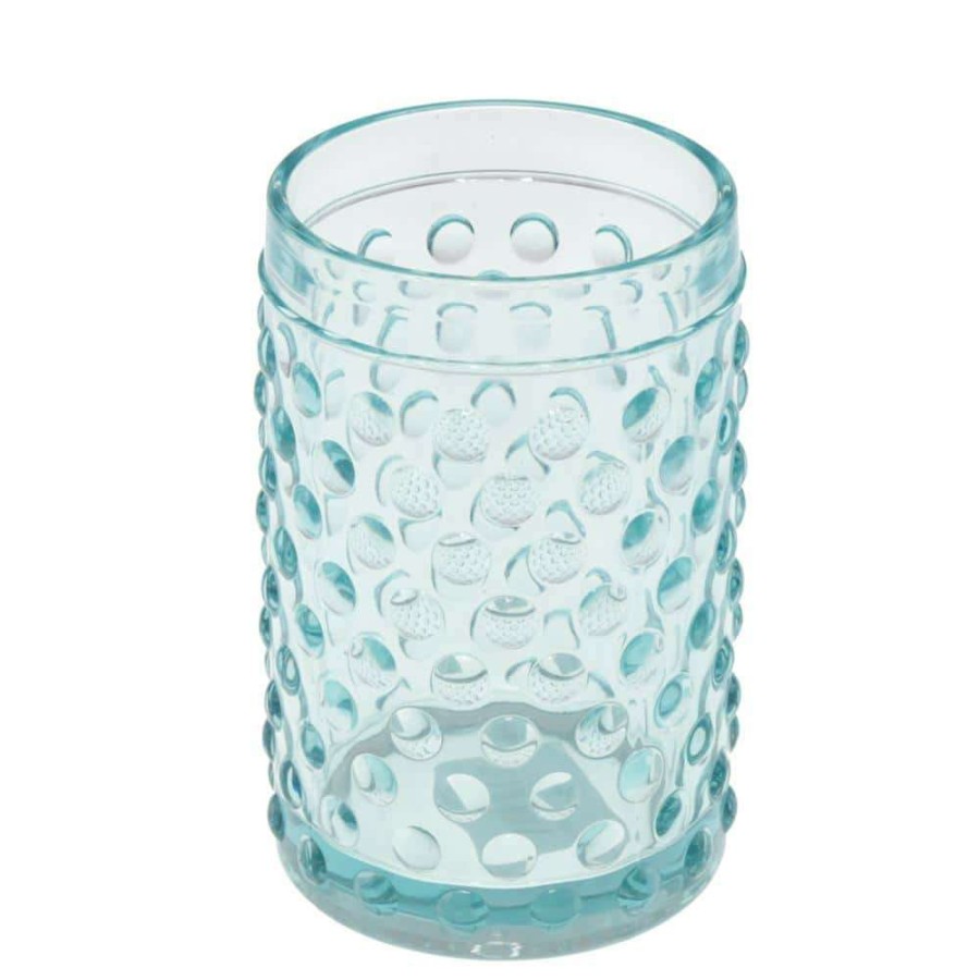 Bathroom Decor * | Creative Home 3 In. Dia X 4-1/2 In. H Transparent Blue Dot Glass Tumbler, Toothbrush Holder