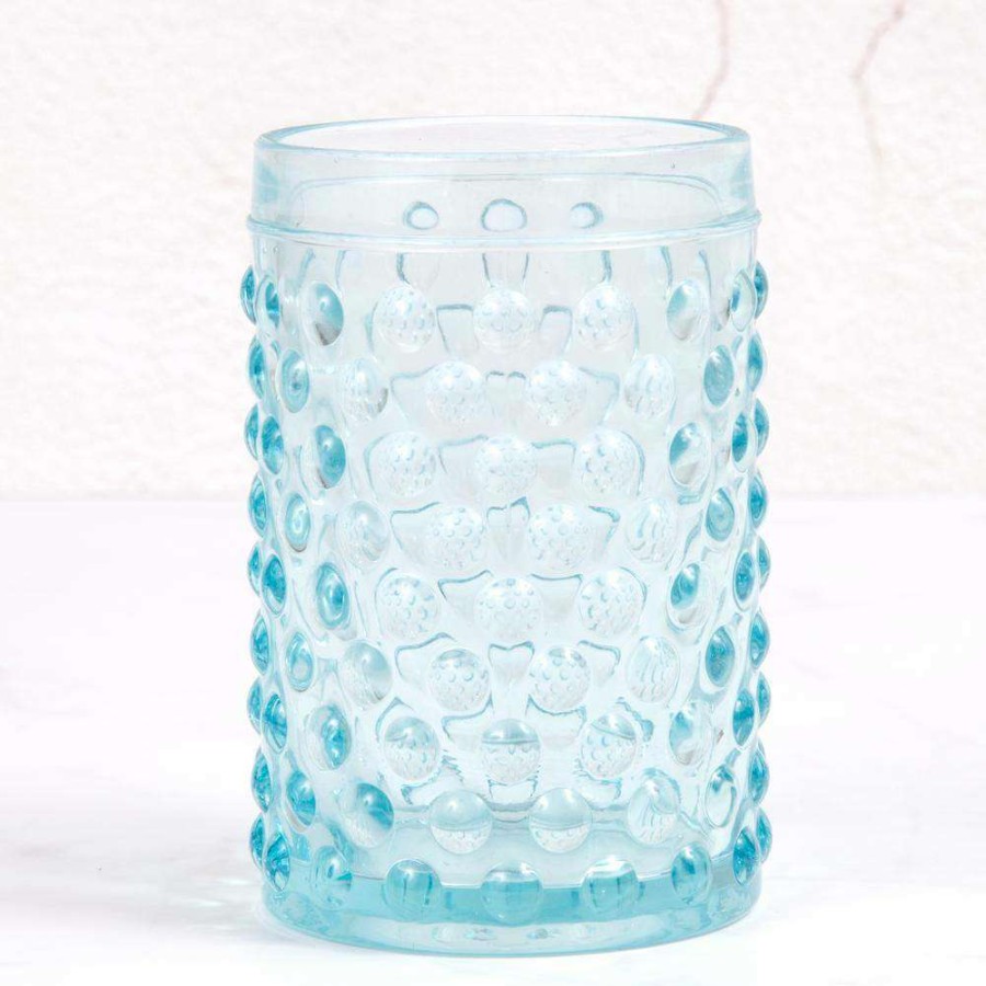 Bathroom Decor * | Creative Home 3 In. Dia X 4-1/2 In. H Transparent Blue Dot Glass Tumbler, Toothbrush Holder