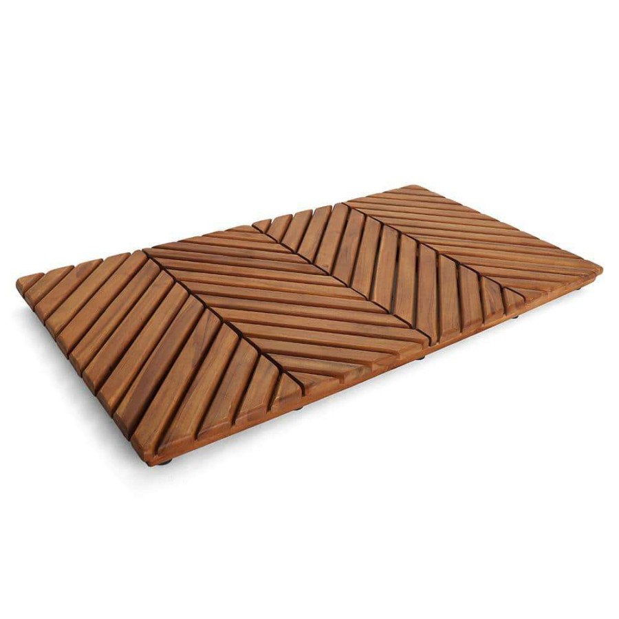 Bathtub Accessories * | Federal Brace Natural Wood 19.75 In. X 35.5 In. Arbor Teak Shower Mat