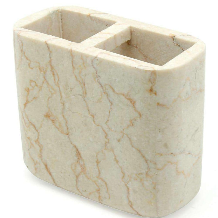 Bathroom Decor * | Creative Home Spa Natural Marble Toothbrush Holder In Champagne Color