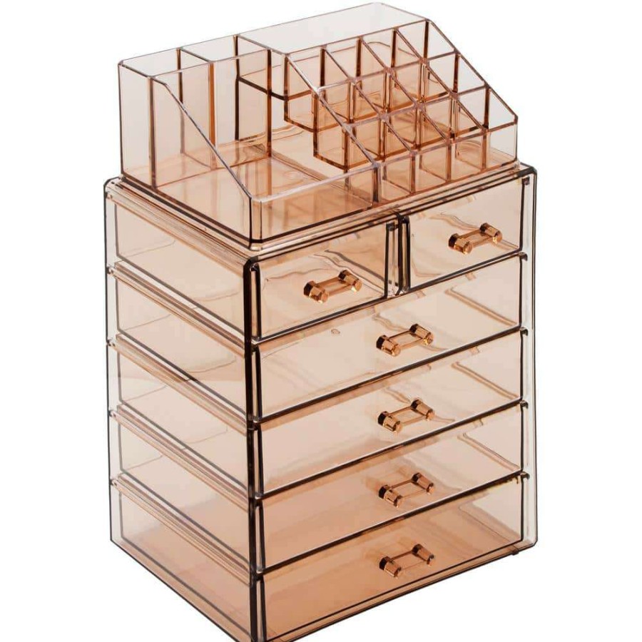 Bathroom Organizers * | Sorbus Freestanding 6-Drawer 6.25 In. X 14.25 In. 1-Cube Cosmetic Organizer In Acrylic Brown