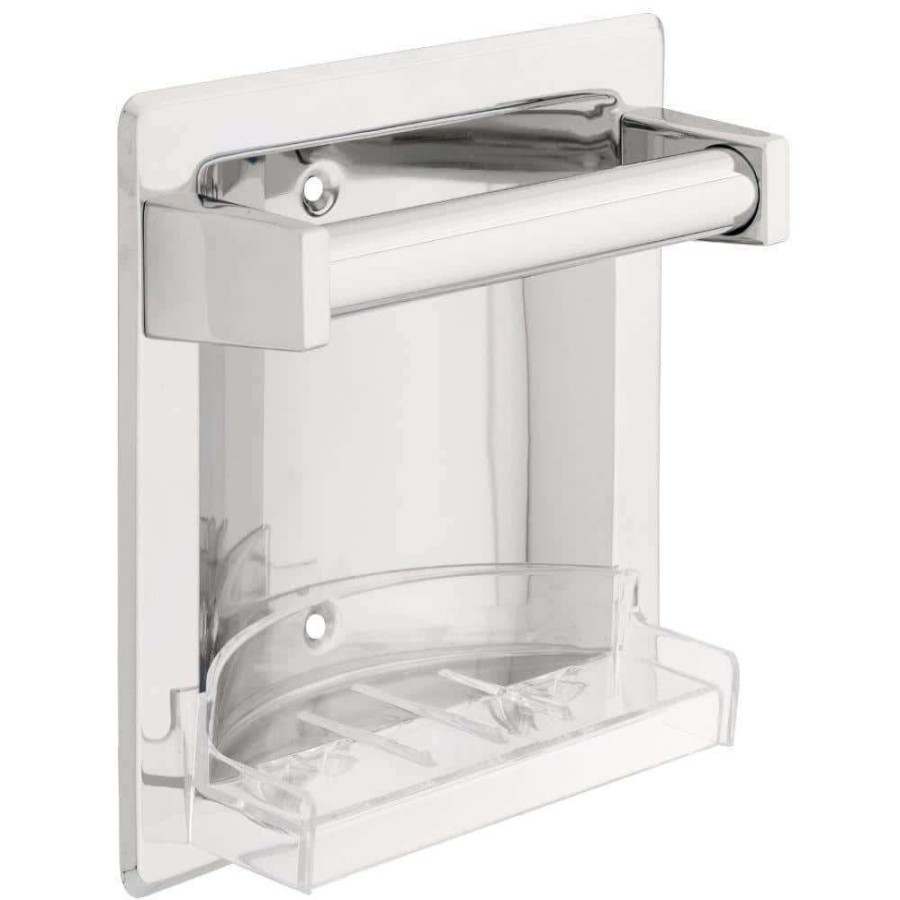 Bathroom Decor * | Franklin Brass Futura Recessed Soap Dish With Bar In Chrome