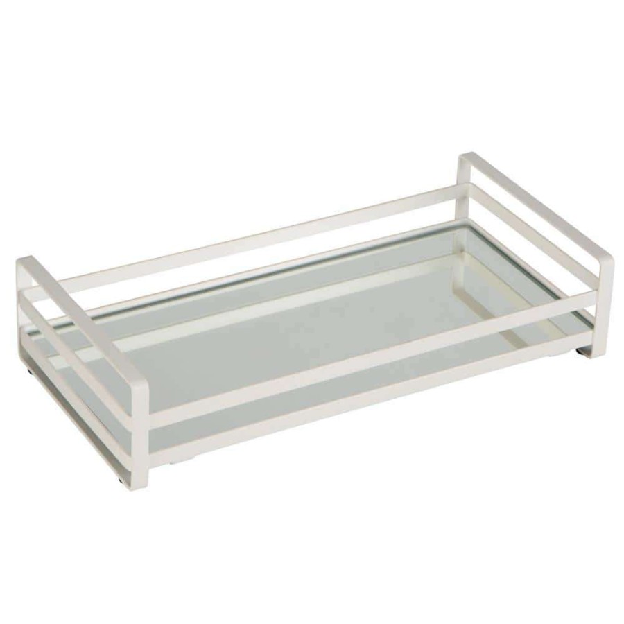 Bathroom Organizers * | Home Details Slim Flat Wired Rails Vanity Tray In White