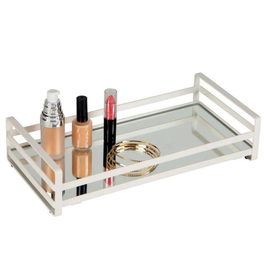 Bathroom Organizers * | Home Details Slim Flat Wired Rails Vanity Tray In White