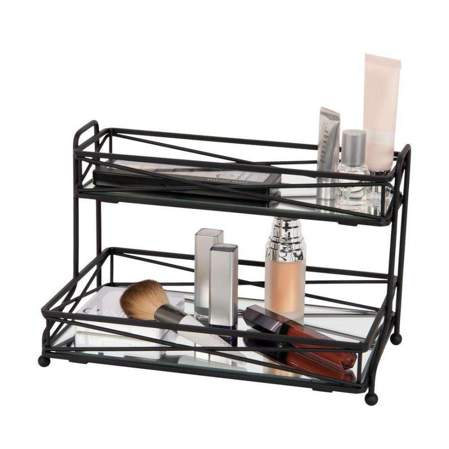 Bathroom Organizers * | Home Details 2 Tier Vanity Tower In Matte Black