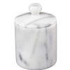 Bathroom Organizers * | Creative Home Natural Marble Cotton Ball Swab Holder Bathroom Accessory Storage Jar Canister Off-White