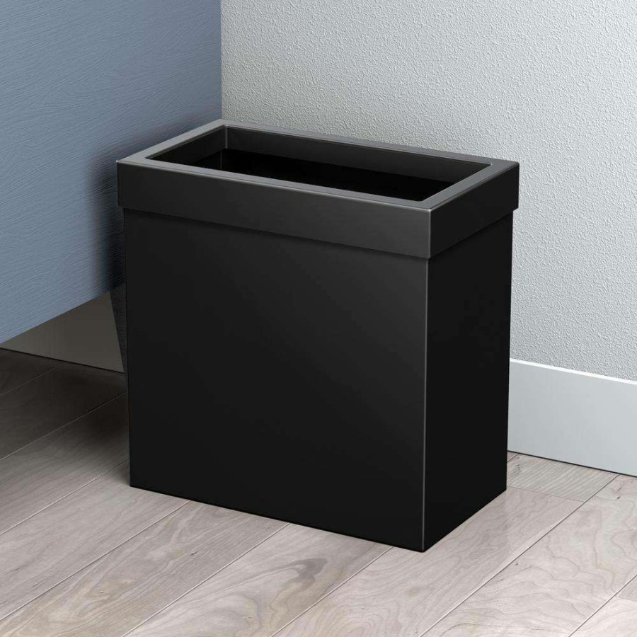 Bathroom Decor * | Gatco Modern Waste Can Rectangle In Matte Black