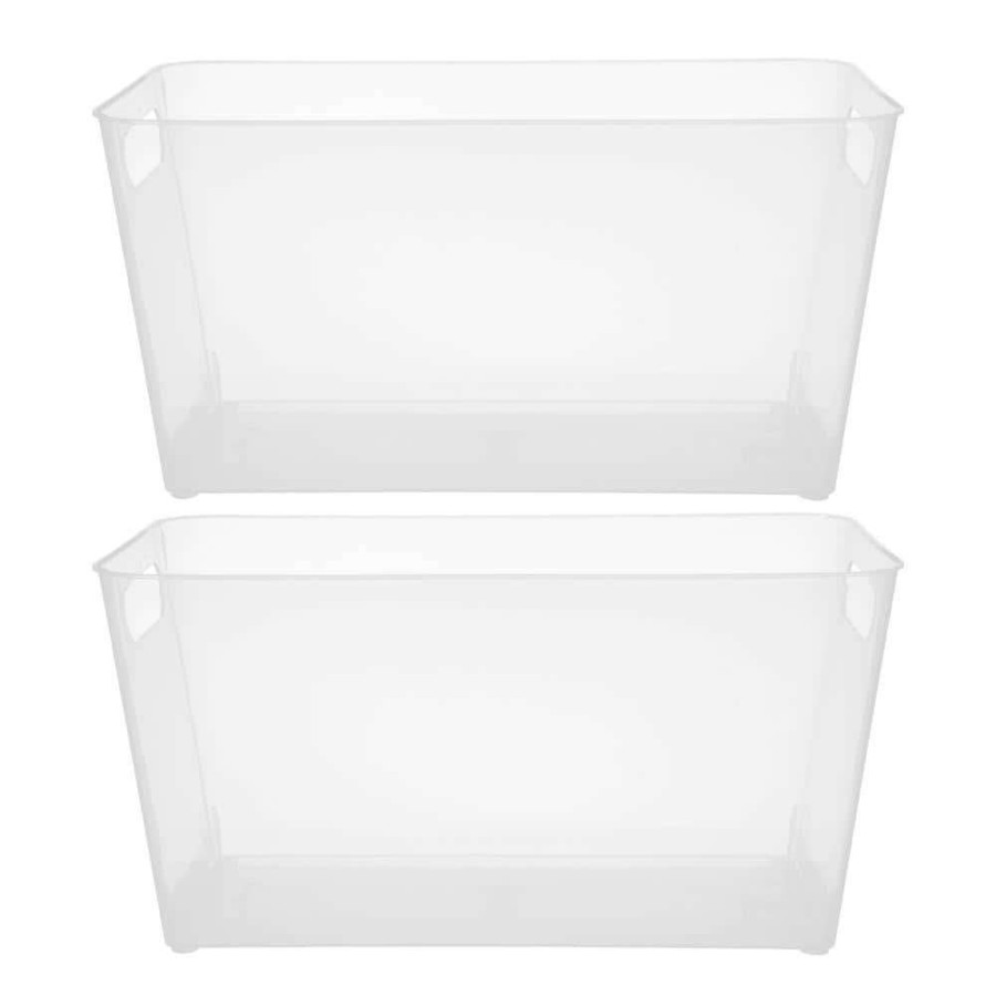 Bathroom Organizers * | Kenney Storage Made Simple Organizer Bin With Handles In Clear (Set Of 2)