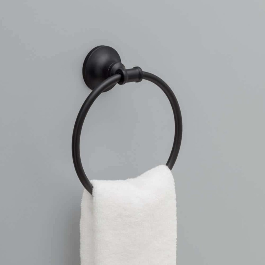 Bathroom Hardware * | Delta Chamberlain Towel Ring In Matte Black