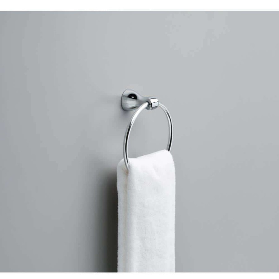 Bathroom Hardware * | Delta Foundations Towel Ring In Chrome