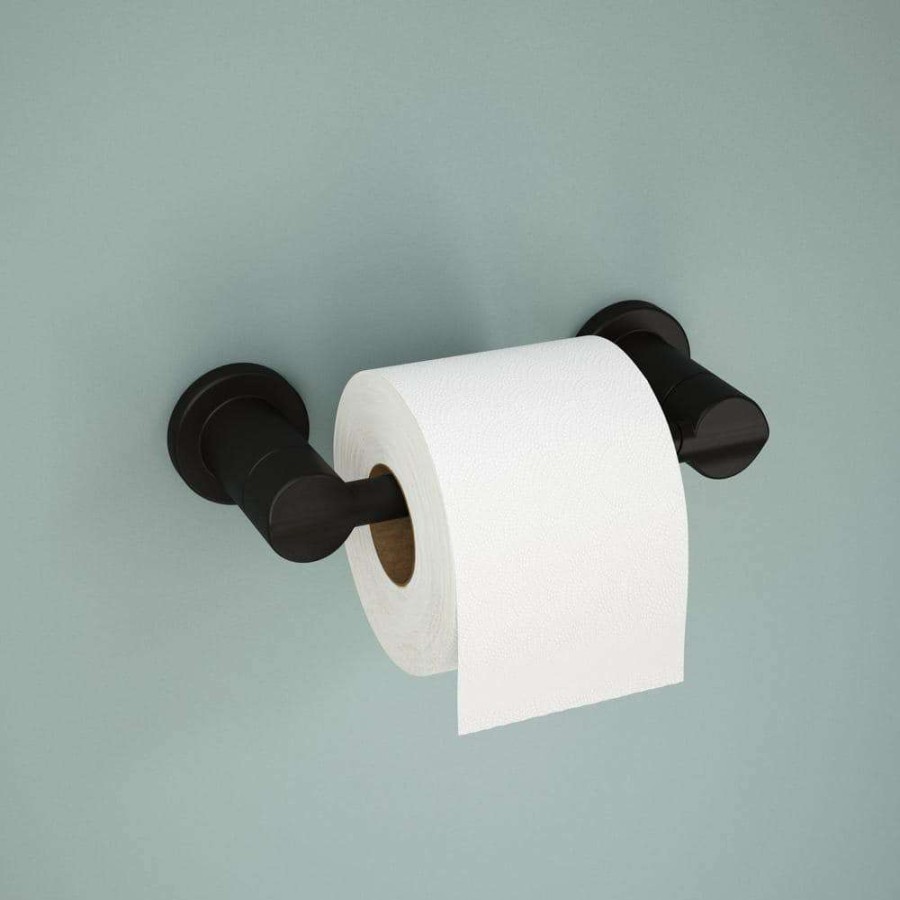 Bathroom Hardware * | Delta Nicoli Wall Mount Pivoting Toilet Paper Holder In Matte Black