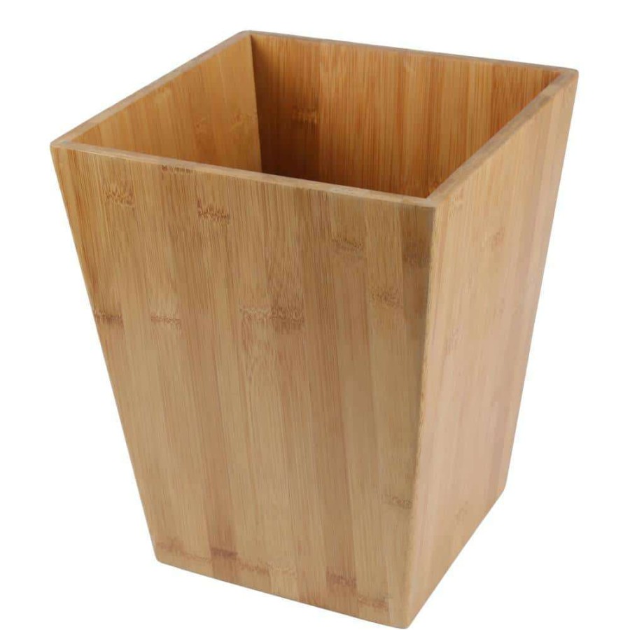 Bathroom Decor * | Creative Home Natural Bamboo Waste Basket, Garbage Container Recycle Trash Bin