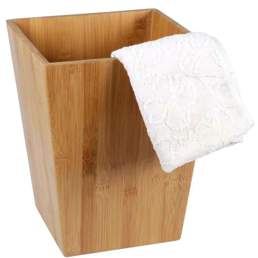 Bathroom Decor * | Creative Home Natural Bamboo Waste Basket, Garbage Container Recycle Trash Bin