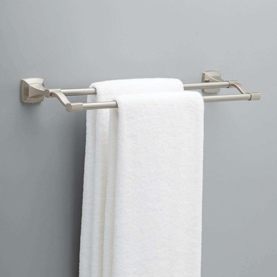 Bathroom Hardware * | Delta Portwood 24 In. Double Towel Bar In Spotshield Brushed Nickel