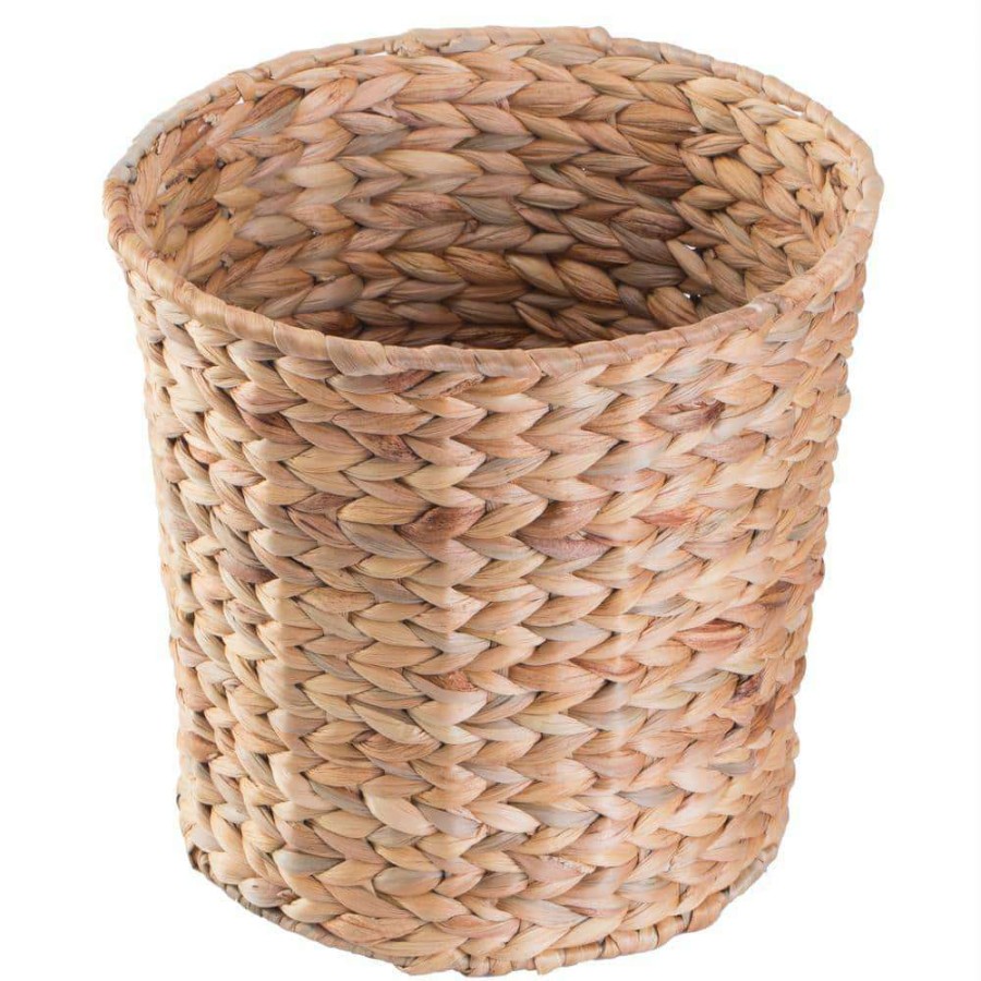 Bathroom Decor * | Vintiquewise Round Wicker Natural Water Hyacinth Waste Basket