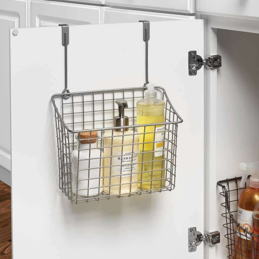 Bathroom Organizers * | Spectrum Grid 10.125 In. W X 6.625 In. D X 14 In. H Over The Cabinet Large Basket In Satin Nickel Powder Coat