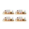 Bathroom Organizers * | Serenelife Luxury Bamboo Bathtub Caddy Tray Organizer W/Wine Holder (4 Pack)