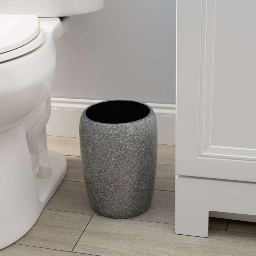 Bathroom Decor * | Elle Decor Eclat Glitter Waste Bin In Grey